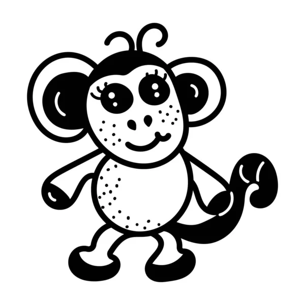 Monkey Cartoon Drawing Icon Vector — Stock Vector
