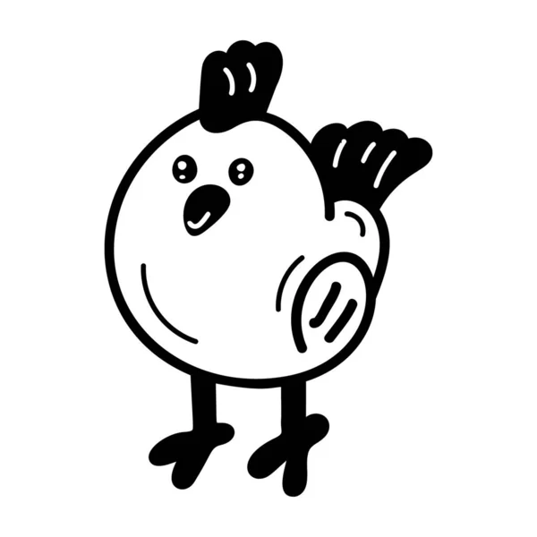 Cute Chick Hand Drawn Icon — Stock Vector