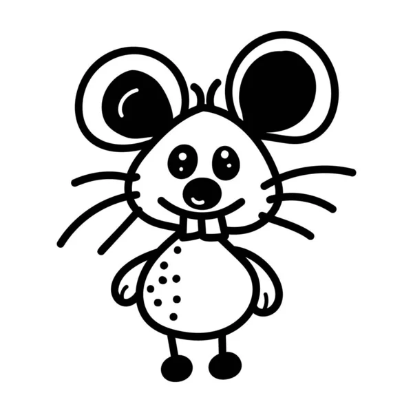 Icona Del Mouse Nel Vettore Disegnato Mano — Vettoriale Stock