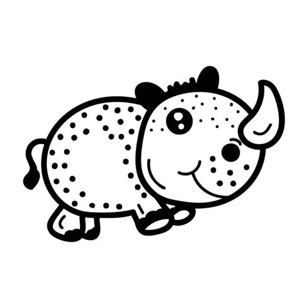 Icône Dessin Rhinocéros Dans Style Dessin Animé — Image vectorielle