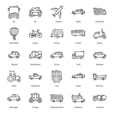 Mobilite kolaylığı için, size ulaşım simgeleri paketi ile getiriyoruz. Bu düzenleyilebilir kümeyi tutma.