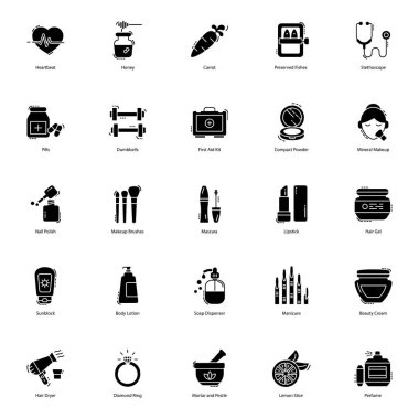 Burada tasarım atamaları kullanmak için sağlık, güzellik ve spa simgeleri paketi var. Bu editable kontur vektörkümesini indirin.