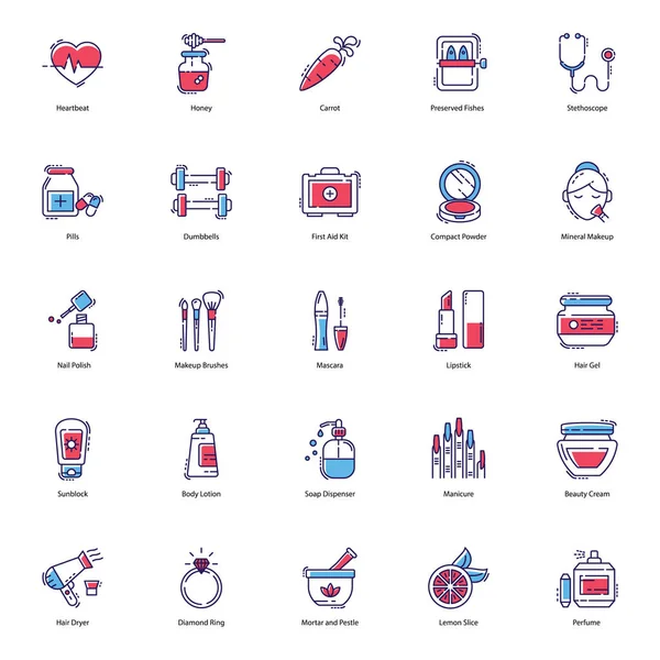 Hier Hebben Health Beauty Spa Icons Pack Voor Gebruiken Ontwerpen — Stockvector