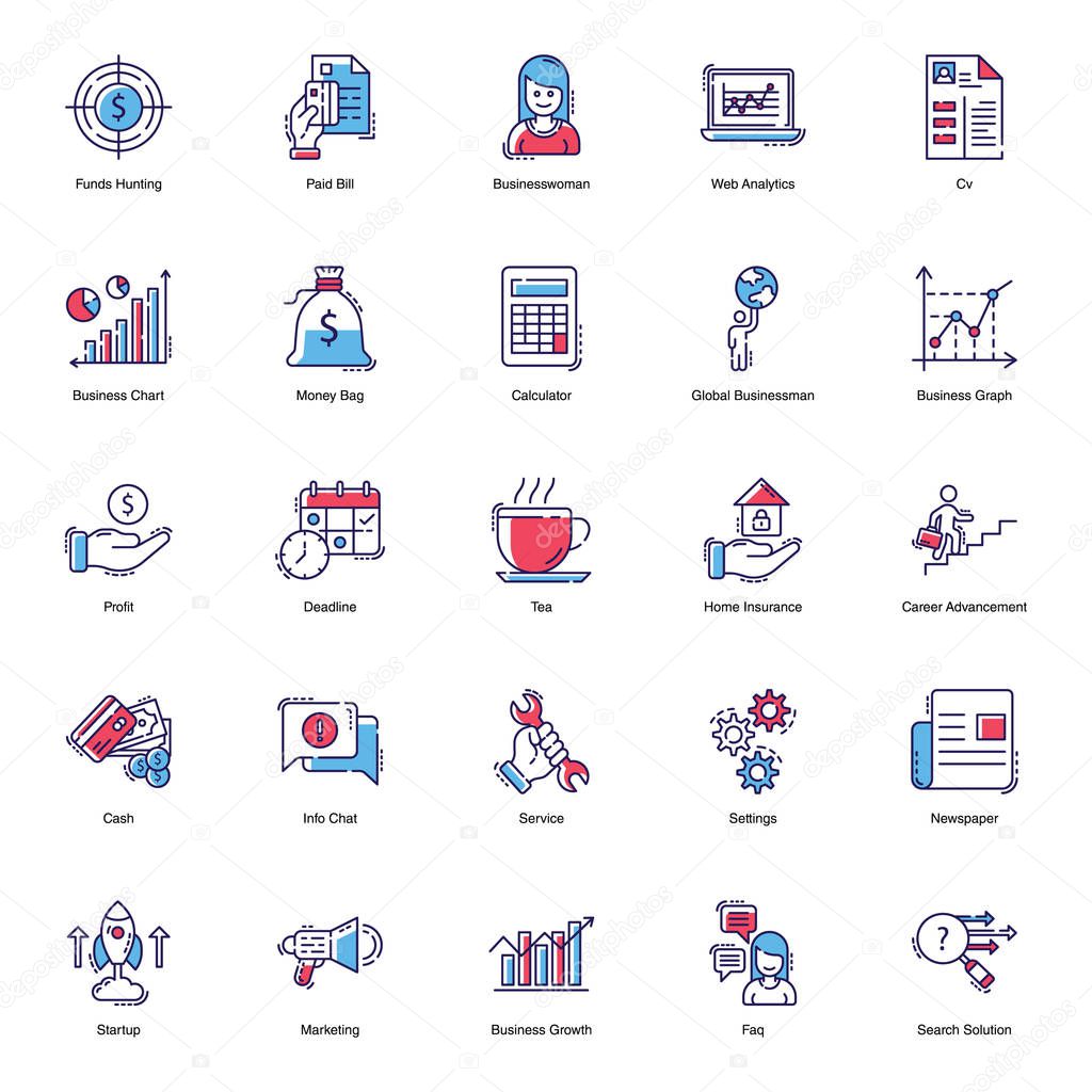 Finance flat icons pack is worth grabbing for your business and design projects. Perfectly designed vectors can be edited as well.