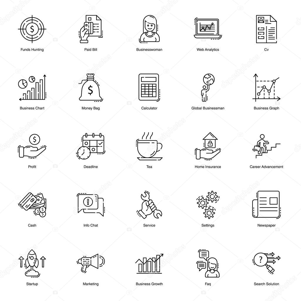 Finance line icons pack is worth grabbing for your business and design projects. Perfectly designed vectors can be edited as well.