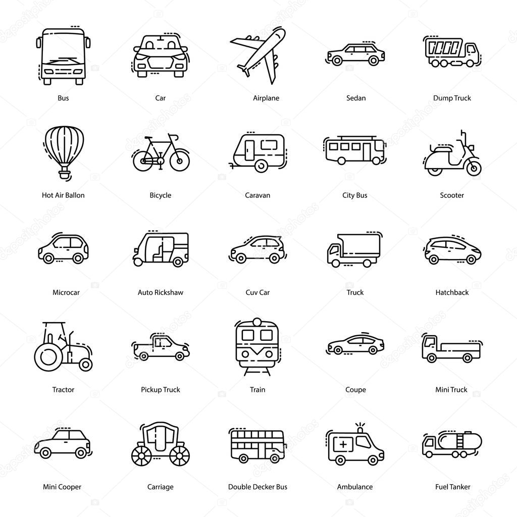 To have ease of mobility, we bring you with transport icons pack. Hold this editable set.