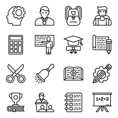 Eğitim ve akademik projelerinize uygun çizgi simgeleri öğrenme. İhtiyaç başına kapma ve kullanma.