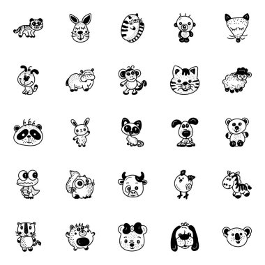 Harika görüntüleri ile elle çizilmiş simgeler tasarlanmış bu sevimli hayvanlar paketi tutmaya hazır olun. Onları şimdi yakala.!