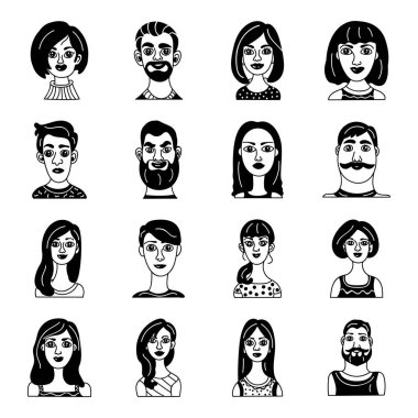 İnsan avatar paketi kapmak ve projelayık yapmak için insan karakterleri olan. Glyph simgeleri değiştirilebilir ve kullanıma hazırdır. Hemen indirin!