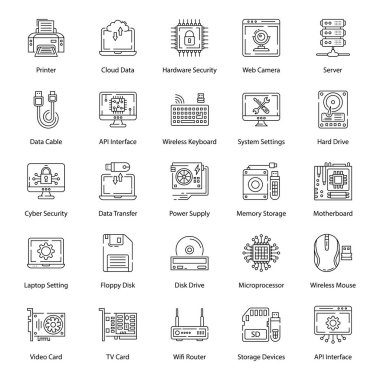 Burada bir sonraki tasarım proje için bilgisayar donanım hattı vektör paketi tasvir vardır. Tüm bilgisayar ile ilgili aksesuarlar projenizi layık yapmak için burada. Bu vektörleri indirmeyi unutmayın. 
