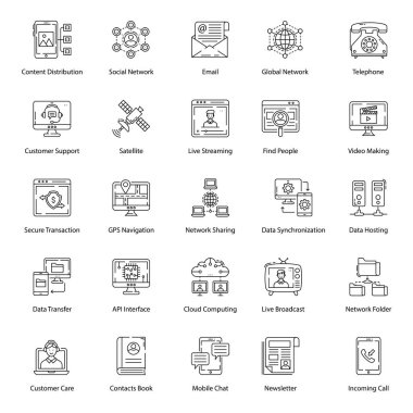 Atamalarınızı kolayca düzenlenebilir ve kavramsal olarak temel alacak şekilde yapmak için ağ teknolojisi hattı simgeleri tasarladık. Garb ve indirin!