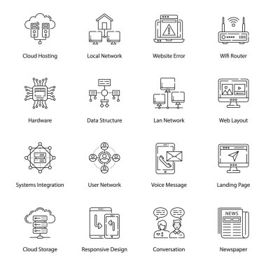Atamalarınızı kolayca düzenlenebilir ve kavramsal olarak temel almak için sunucu ağı ve çizgi vektörleri tasarladık. Yakala ve indir!