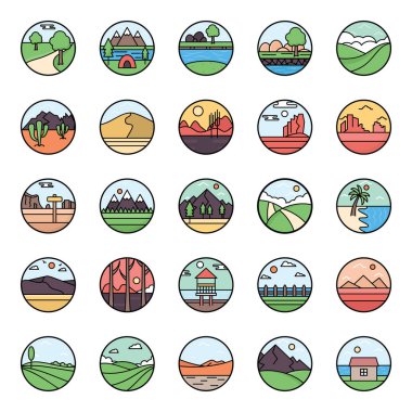 We are presenting a landscapes views pack to fresh up your project. Collection of editable landscape vectors are designed to meet your requirements. Hence, don't forget to download these vectors for an amazing project clipart
