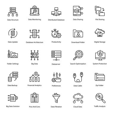 Here is a collection of big data line icons, perfectly designed and useful for your projects.To hold this improvable click on the download link.  clipart