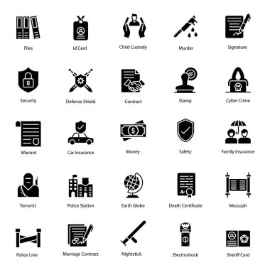 Yasal yargı glyph simgeleri, önümüzdeki projeleriniz için büyüleyici ve en kolay vektörler yapan değiştirilebilir görseller sunar. İndirme linkine tıklayın.