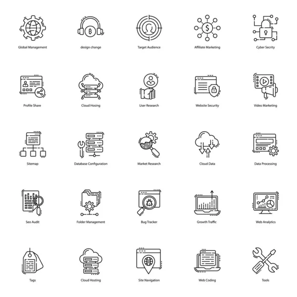 Web 图标用于改进项目的外观和本质 Seo Visulas 以可编辑的特征呈现在线条样式中 下载以更好的方式推销自己 — 图库矢量图片