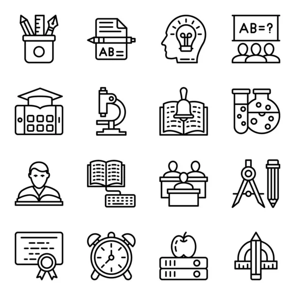 Herramientas Educativas Que Retratan Iconos Línea Dignos Sus Proyectos Educativos — Vector de stock