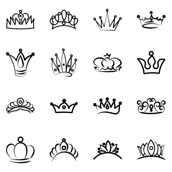 Portraying Crown Headwears Hand Drawn Vectors Your Next Project Editable — Stock Vector