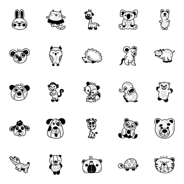 Prepárate Para Sostener Estos Lindos Dibujos Animales Paquete Diseñado Iconos — Vector de stock