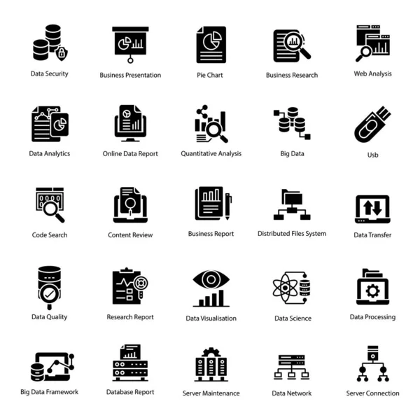 Voici Une Collection Icônes Glyphe Analyse Données Parfaitement Conçues Utiles — Image vectorielle