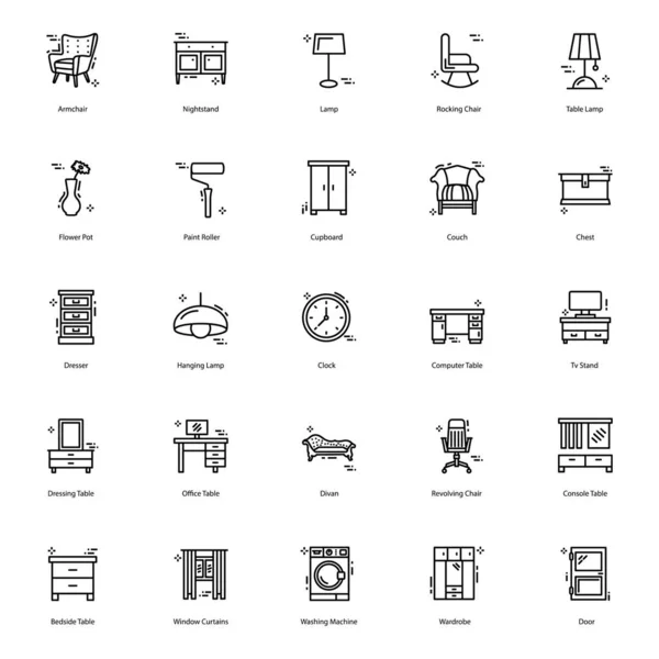 Коллекция Иконок Мебельных Линий Прекрасно Разработанных Использования Ваших Проектах Сохранить — стоковый вектор