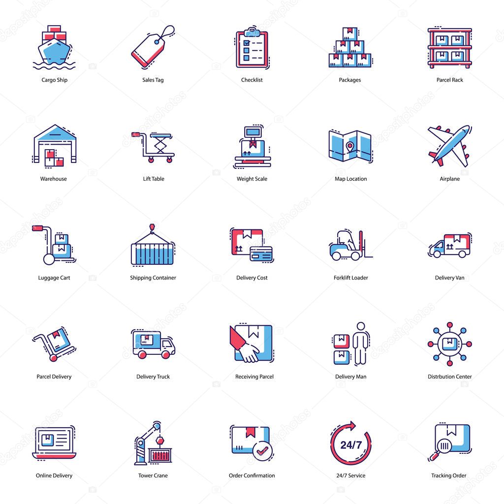 Here is logistic delivery icons pack in flat design consisting of 25 visulas.These icons can be edited as per need. Grab it and use