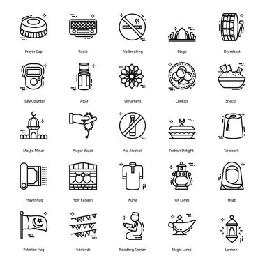 İşte Ramazan simgeleri bir dizi. Sadece indirme düğmesine tıklayın ve ramazan kareem, bayram mübarek ve web ve baskı İslami projeler için bu editable seti kullanın.