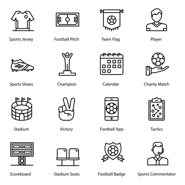 Diferentes Tipos Equipamentos Esportivos Englobados Nesta Linha Icons Pack Baixar — Vetor de Stock
