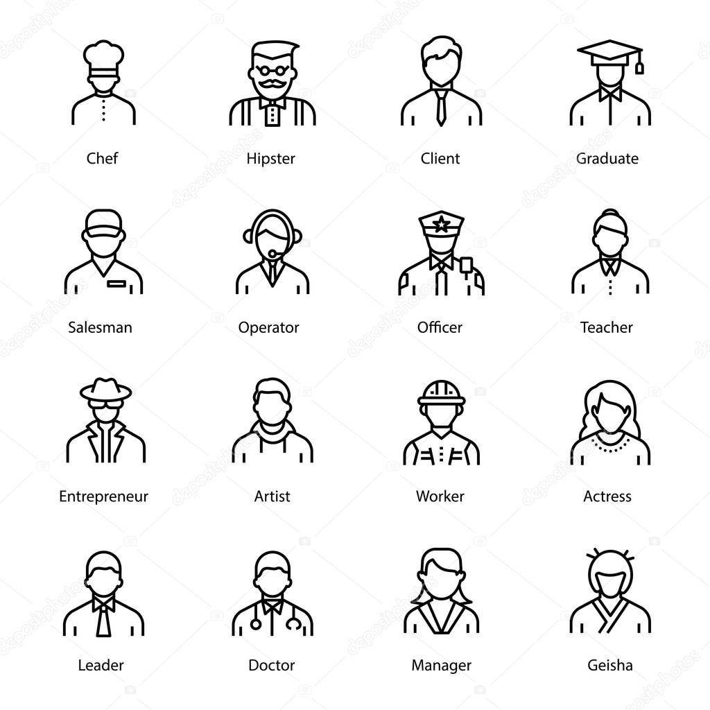 Pack of people line icon is displaying eye catching vectors in editable form which leads the features of individual professions best for your upcoming design assignments. Click on the download link.