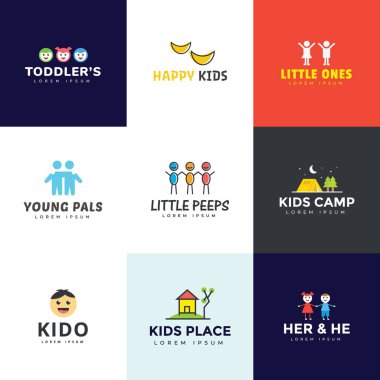 Set of Kids Logo Vectors vector Set of Kids Logo Vectors vector