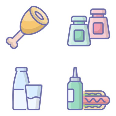 Fast Food Düz Simgeler Paketi