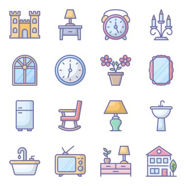 Ev Dekorasyonu Düz Vektörleri Paketi 