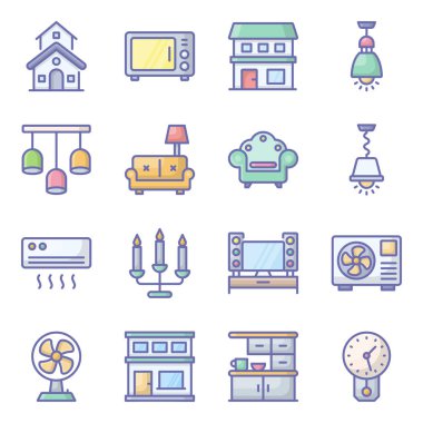 Ev Aletleri Düz Simgeleri Paketi 