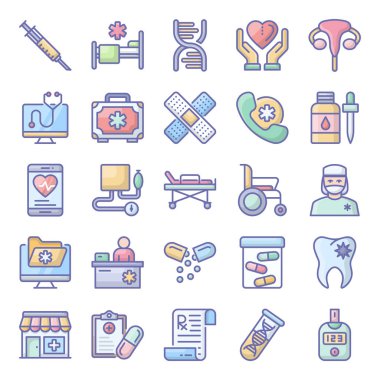 İlaç Düz Simgeleri Paketi 