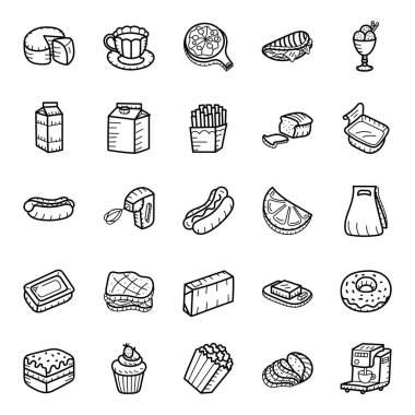 Gıda ve İçecekler El Çekim Vektörleri Paketi