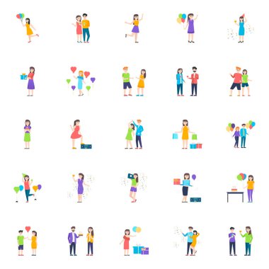 Parti Adamları Düz Vektör Karakterleri 