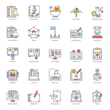 E Defteri Düz Simgeler Vektörleri Paketi 