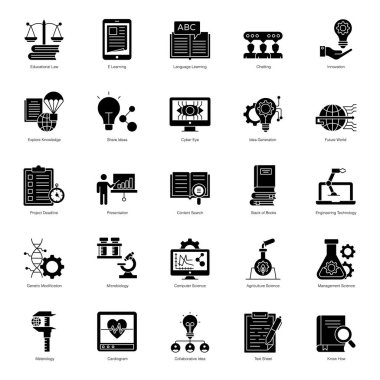 Educational Advancement Glyph Icons Pack 