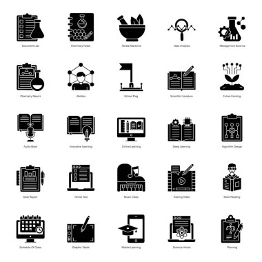 E Defteri Kabartma Simgeleri Vektörleri Paketi 