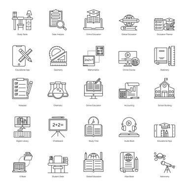 Çevrimiçi Eğitim Satırı Simgeleri Paketi 