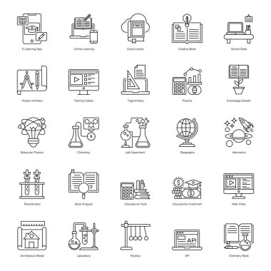 E Öğrenme Satırı Simgesi Vektörleri Paketi 