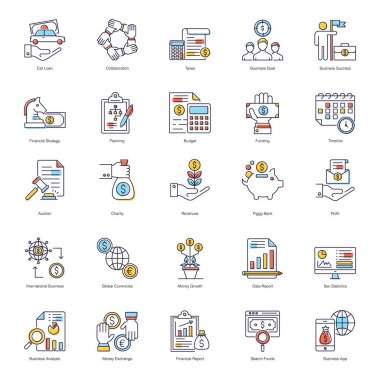 Çevrimiçi İş Düz Simgeleri Paketi