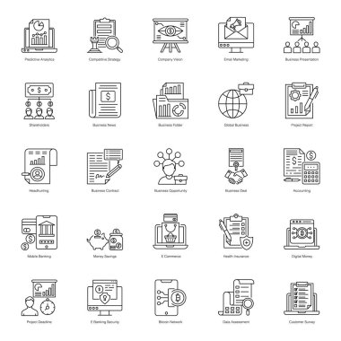 İş Büyüme Çizgisi Simgeleri Paketi