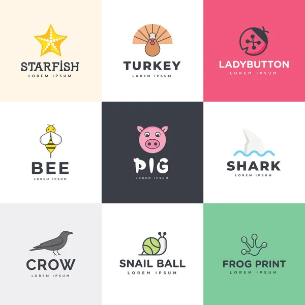 Tipos Animales Los Vectores Del Logotipo — Archivo Imágenes Vectoriales