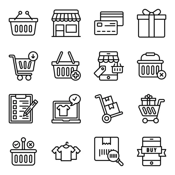 Pack Iconos Línea Compras — Vector de stock