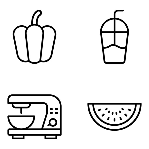 Ligne Régime Alimentaire Sain Icônes Pack — Image vectorielle