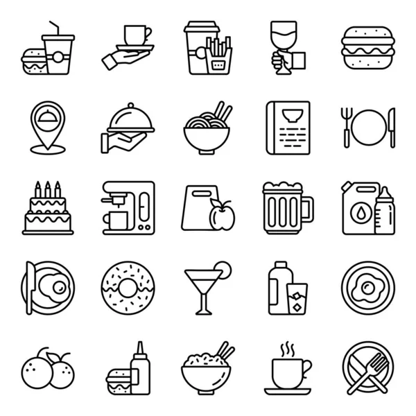 Paquete Iconos Línea Alimentos — Vector de stock