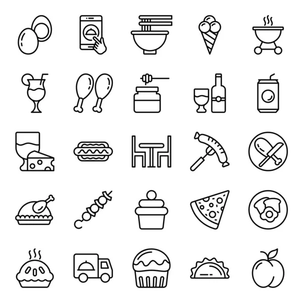 Pack Iconos Línea Barbacoa — Vector de stock