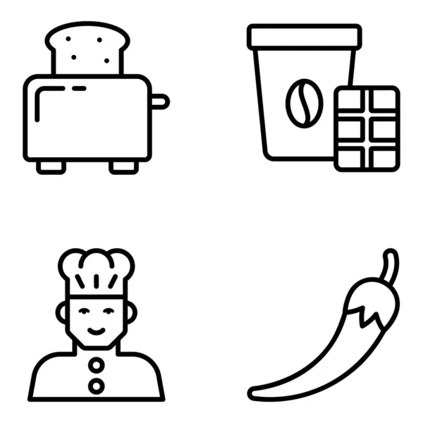 Paquete Iconos Línea Comida Chatarra — Vector de stock