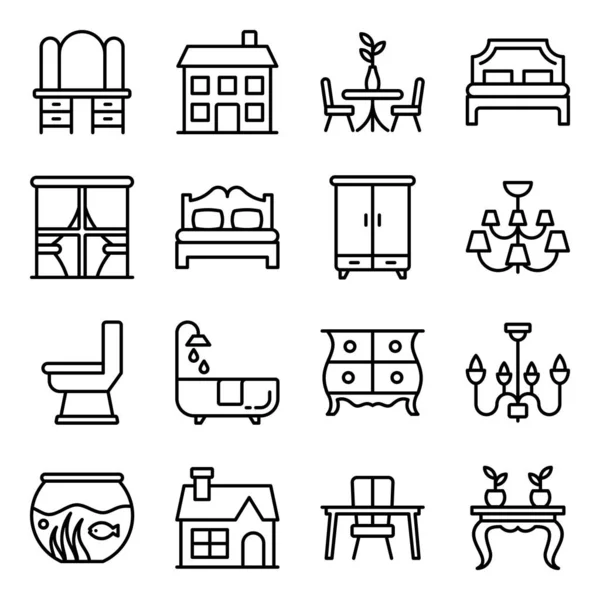 Иконы Building Decor Line — стоковый вектор